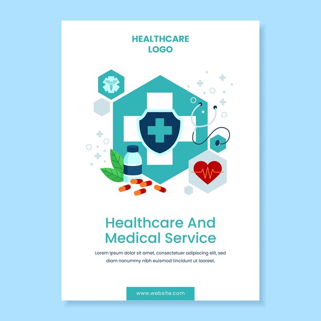 Flat design healthcare service poster