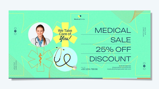 Flat design healthcare service  sale banner