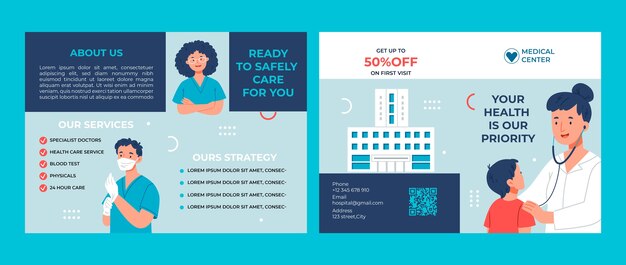 Flat design healthcare system brochure