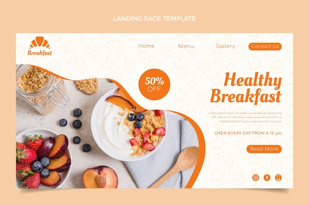 Free vector flat design healthy breakfast landing page