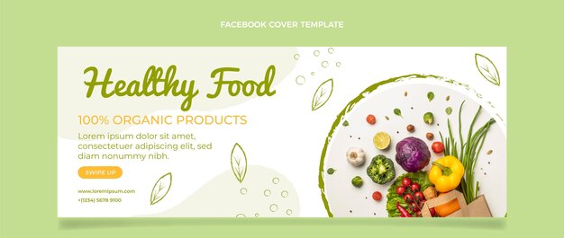 Free vector flat design healthy food facebook cover