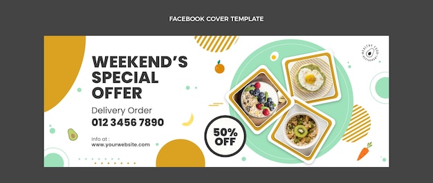 Flat design healthy food facebook cover