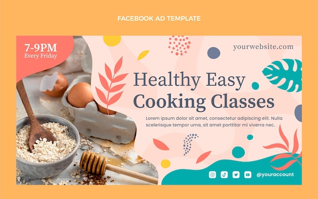 Free vector flat design healthy food facebook template