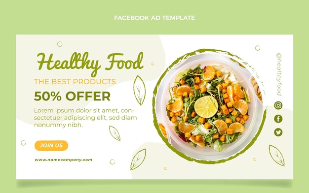 Flat design healthy food facebook template