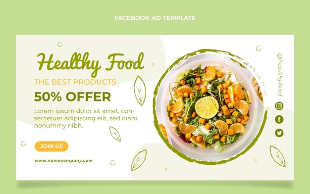 フラットデザイン健康食品Facebookテンプレート