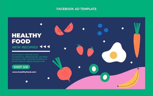 Flat design healthy food facebook template