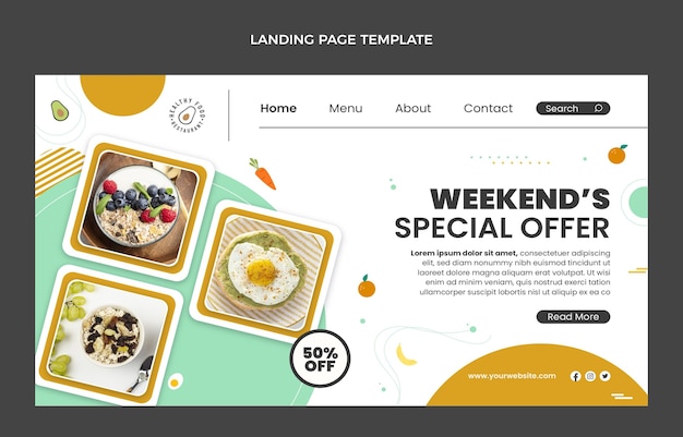 Flat design healthy food landing page