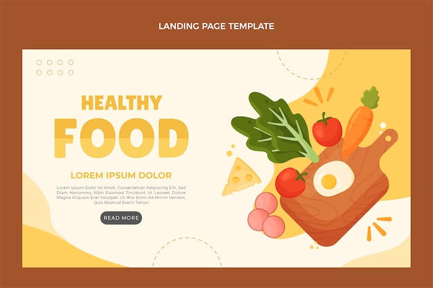 Flat design healthy food landing page