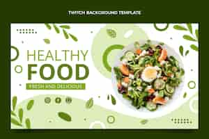 Free vector flat design healthy food twitch background