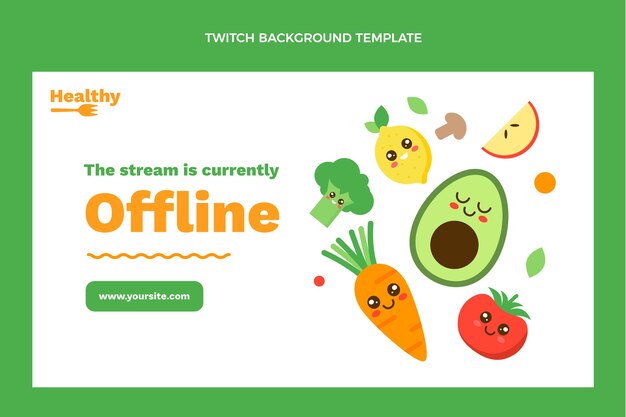 Flat design healthy food twitch background