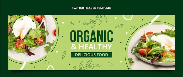 Modello di intestazione twitter cibo sano design piatto