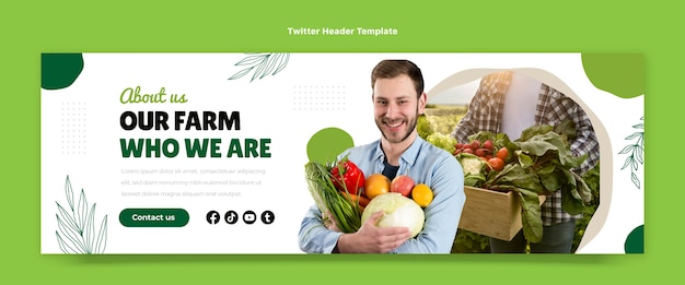 Free vector flat design healthy food twitter header