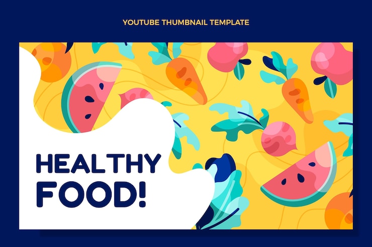 Free Vector flat design healthy food youtube thumbnail