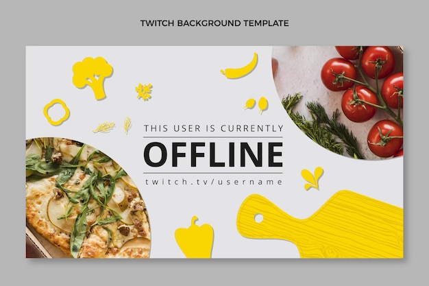 Flat design healthy pizza twitch background