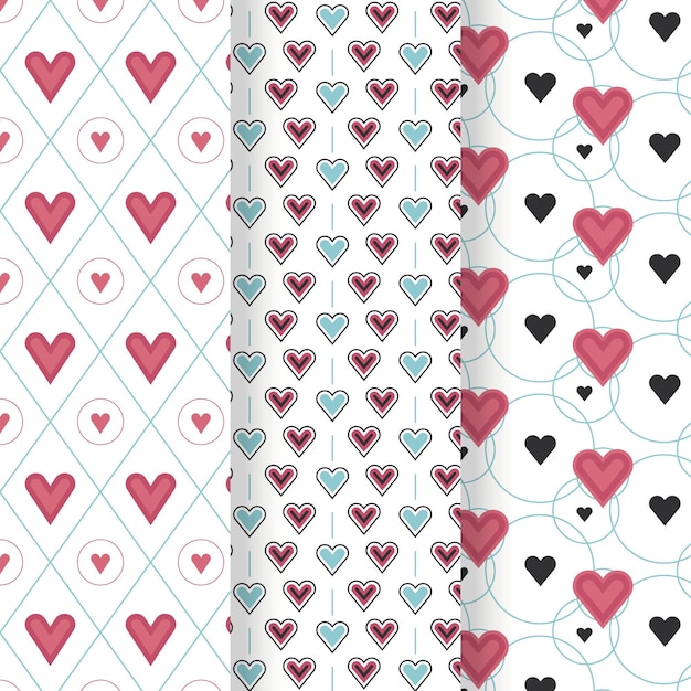 Flat design heart pattern collection