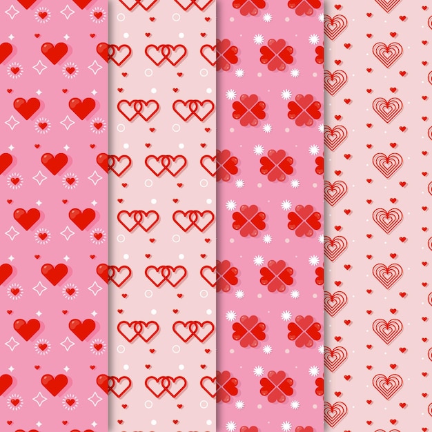 Free vector flat design heart pattern collection