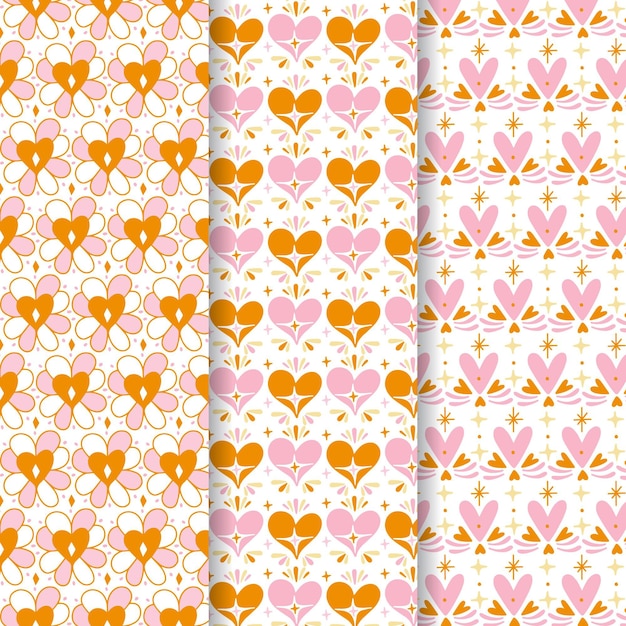 Flat design heart pattern set