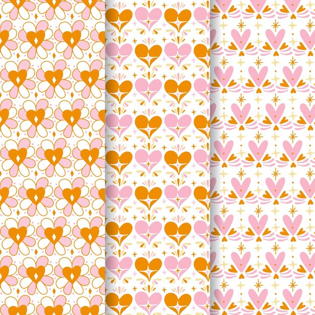 Flat design heart pattern set