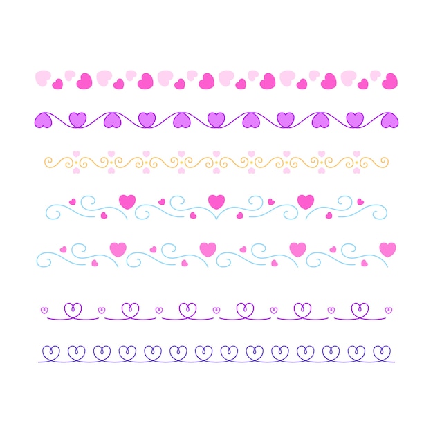 Free vector flat design hearts border and frame