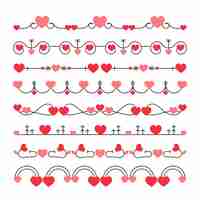 Free vector flat design hearts border and frame