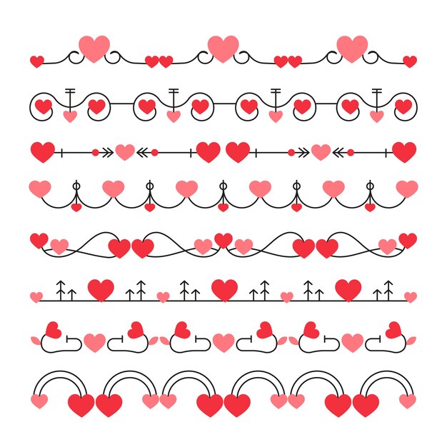 Flat design hearts border and frame