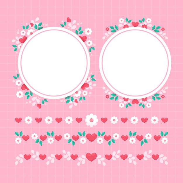 flat design hearts borders and frames
