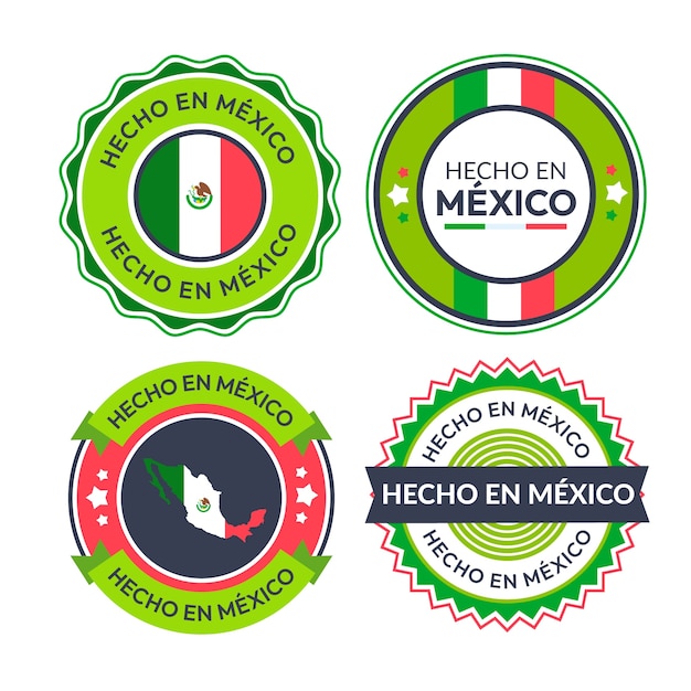 Free vector flat design hecho en mexico label collection