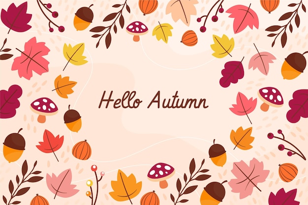 Flat design hello autumn background