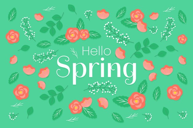 Flat design hello spring concept