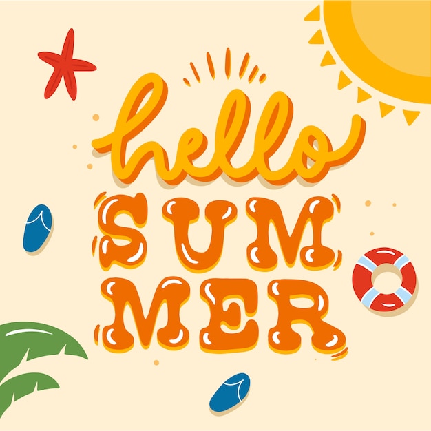 Free vector flat design hello summer concept