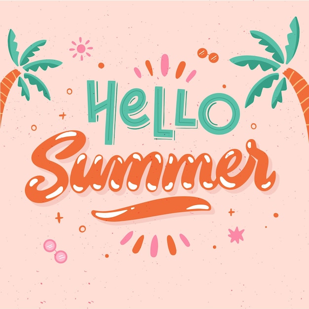 Flat design hello summer concept