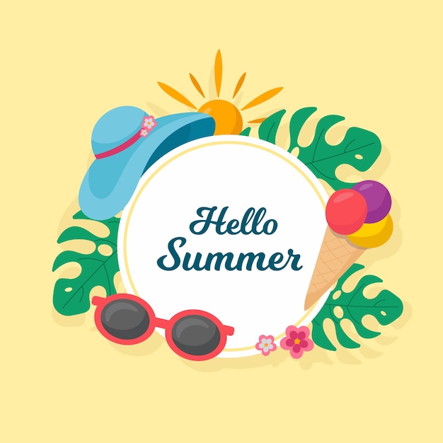 Free vector flat design hello summer concept