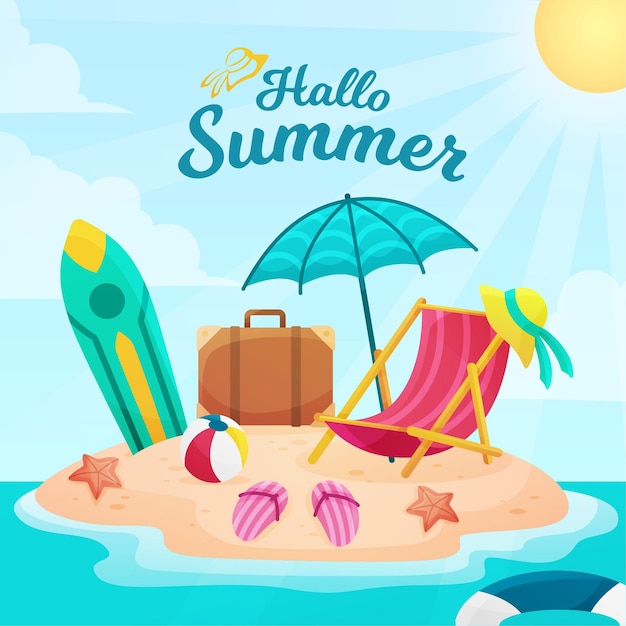 Flat design hello summer concept