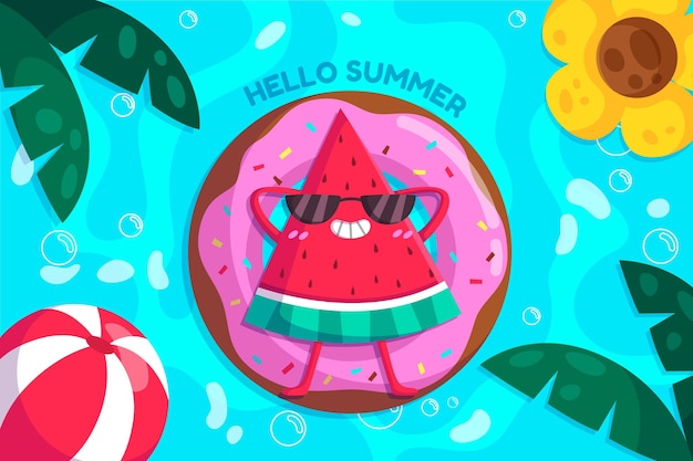 Free vector flat design hello summer concept