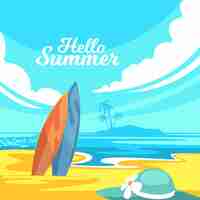 Free vector flat design hello summer concept