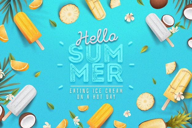 Free vector flat design hello summer concept