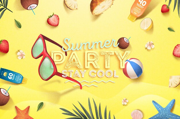 Flat design hello summer concept