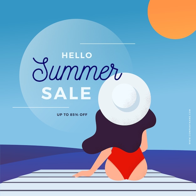 Flat design hello summer sale concept