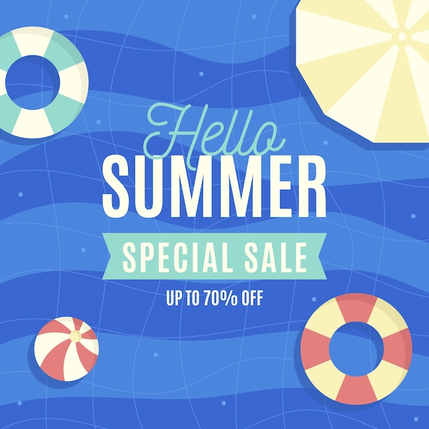 Flat design hello summer sale