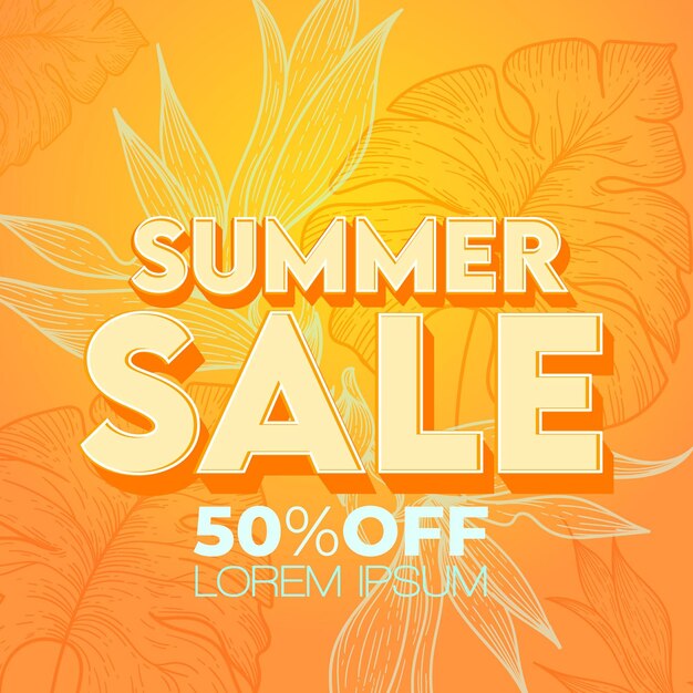 Free vector flat design hello summer sale