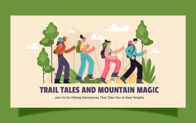 Free vector flat design hiking adventure facebook post