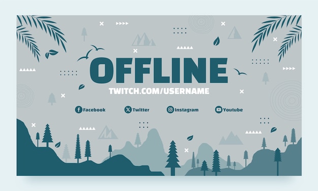 Free vector flat design hiking adventure  twitch background