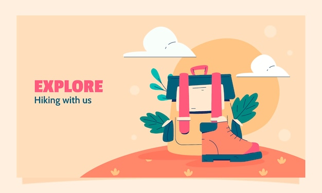 Free vector flat design hiking adventure twitch background