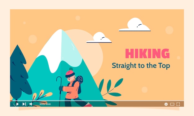 Vettore gratuito flat design hiking adventure youtube thumbnail