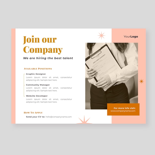 Free vector flat design hiring poster and flyer template