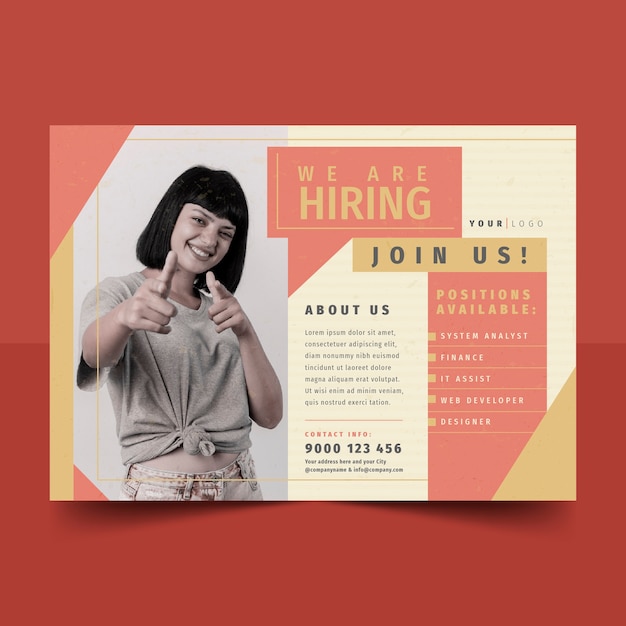 Flat design hiring poster template