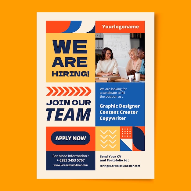 Free vector flat design hiring poster template