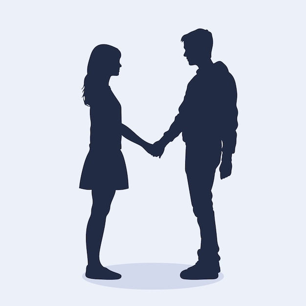 Free vector flat design holding hands silhouette