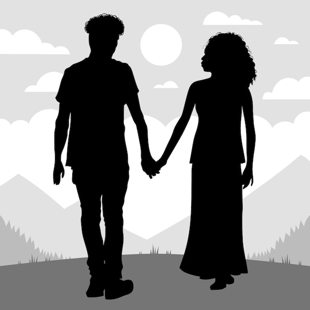 Free vector flat design holding hands silhouette