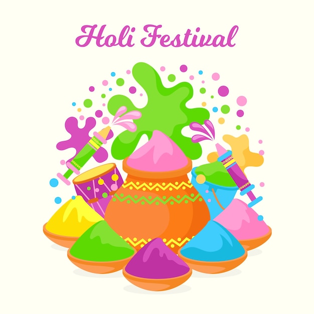 Vettore gratuito concetto di festival holi design piatto